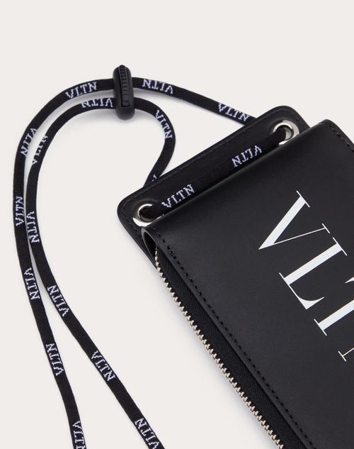 Valentino Garavani - Vltn ネックストラップ付きウォレット - ブラック/ホワイト - 男性 - ウォレット＆カードホルダー