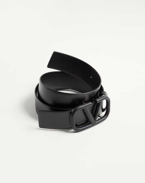 Valentino Garavani - Vlogo Signature Calfskin Belt - Black - Man - Accessories