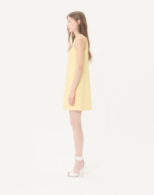 Valentino - Embroidered Crepe Couture Short Dress - Yellow - Woman - Dresses