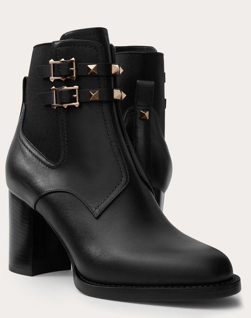 Valentino Garavani - Rockstud Calfskin Ankle Boot 70 Mm - Black - Woman - Boots
