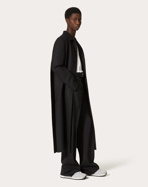Valentino - Manteau En Laine Avec Étiquette Couture Maison Valentino - Noir - Homme - Manteaux Et Blazers