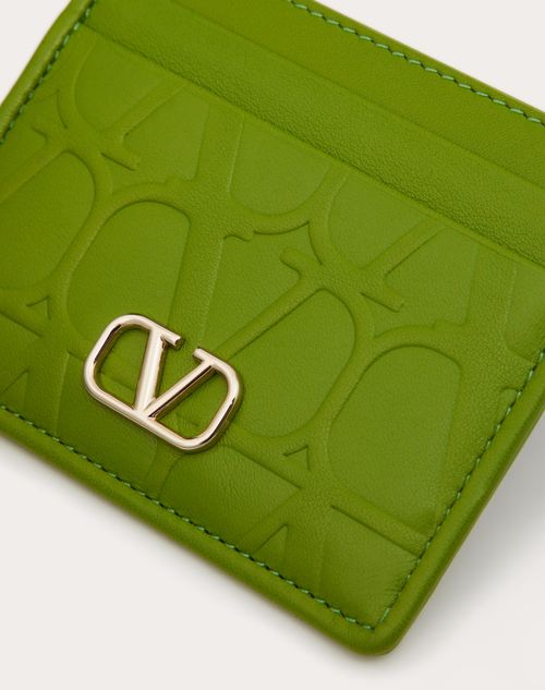 Valentino Garavani - Portacarte Valentino Garavani Leather Toile Iconographe In Vitello - Chartreuse - Donna - Portafogli E Piccola Pelletteria