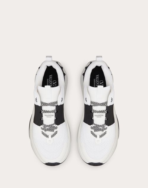 Valentino Garavani - True Act Low Top Sneaker In Mesh And Rubberized Fabric - White/ Black - Man - Sneakers