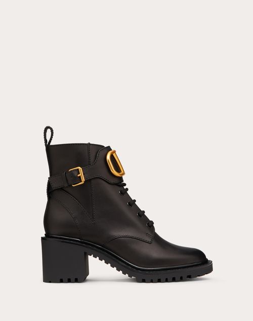 Valentino Garavani - Combat Boots Vlogo Signature Aus Kalbsleder Mit 70 Mm-absatz - Schwarz - Frau - Stiefel