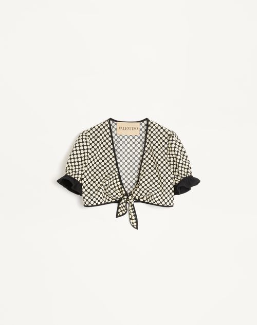 Valentino - Poplin Top With Plus De Pois Print - Black/white - Woman - Gifts For Her