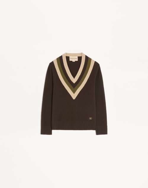 Valentino - Wool Jumper - Dark Fudge/beige - Woman - Knitwear
