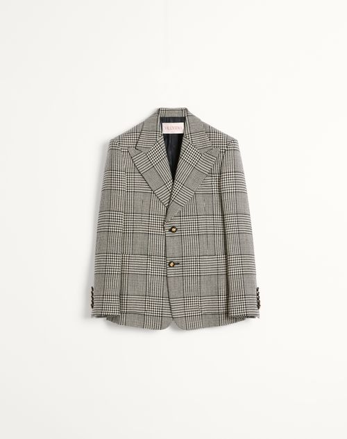 千鳥格子チェック柄 ウール シングルブレスト ジャケット for 千鳥格子チェック柄 ウール シングルブレスト ジャケット for