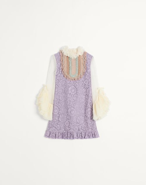 Valentino - Short Dress In Embroidered Heavy Lace - Multicolor - Woman - Woman Ready To Wear Sale