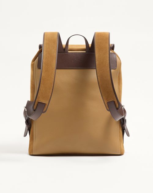 Valentino Garavani - Zaino Valentino Garavani Antibes In Suede - Havana Beige - Uomo - Zaini