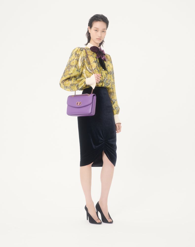 Valentino Garavani Djuna Medium Chain Bag In Nappa Leather Woman Purple Uni