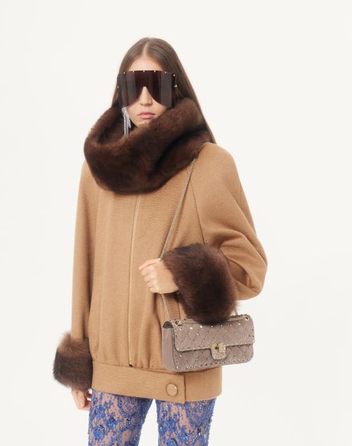 Valentino - Baby Camel Drap Peacoat With Shearling - Camel/brown - Woman - Jackets And Blazers