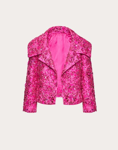 Valentino - Chaqueta Pequeña De Jacquard - Pink Pp - Mujer - Abrigos Y Chaquetas