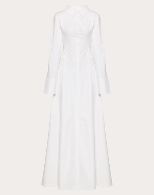 Valentino - Compact Popeline Evening Dress - White - Woman - Long