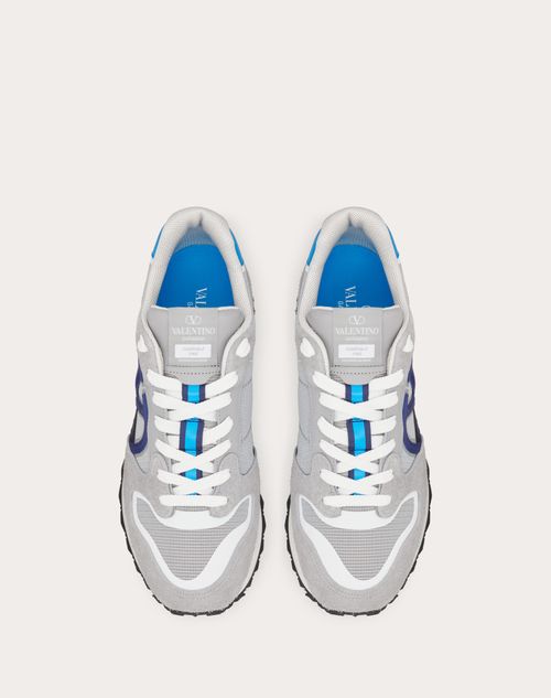 Valentino Garavani - Vlogo Pace Low-top Sneaker In Split Leather, Fabric And Calf Leather - Grey/blue - Man - Man View All