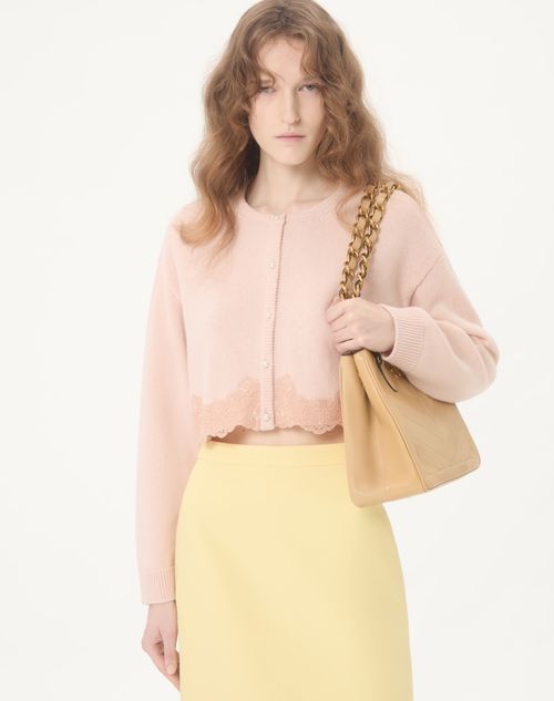 Valentino - Wool Cardigan With Lace - Pink - Woman - Knitwear