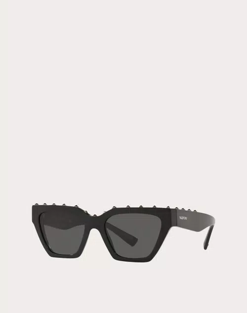 Valentino - Squared Frame Acetate Sunglasses - Black/gray - Eyewear