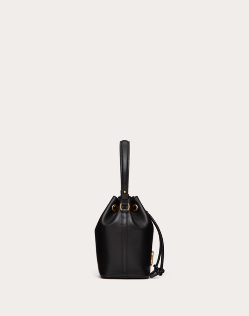 Mini Vlogo Signature Bucket Bag In Nappa Leather for Woman in Black