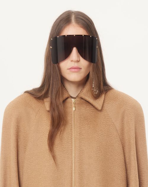 Valentino - Baby Camel Drap Peacoat With Shearling - Camel/brown - Woman - Jackets And Blazers