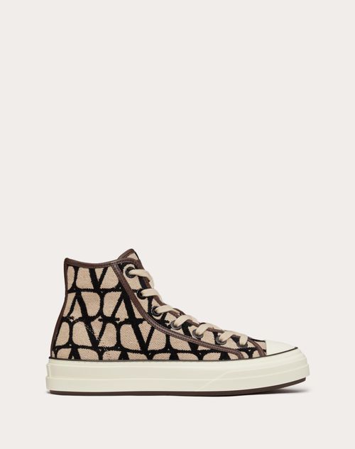 Valentino Garavani - Toile Iconographe Totaloop High-top Trainer - Beige/black - Woman - Trainers