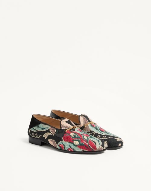 Valentino Garavani - Jiggie Loafer In Gobelin Fabric - Multicolour - Man - Loafers And Drivers