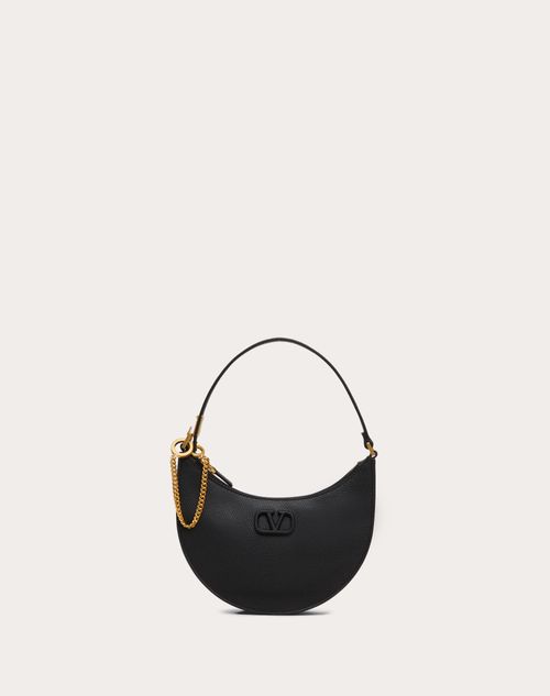 Valentino Garavani - Mini Vlogo Signature Grainy Calfskin Hobo Bag - Black - Woman - Summer Totes - Bags (vlogo Totes/signature)