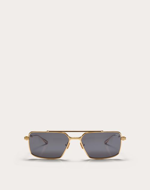 Valentino - Vi - Rectangular Metal Frame - Gold/dark Grey - Unisex - Eyewear