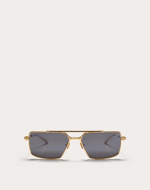 Valentino - Vi - Marco Rectangular De Metal - Oro/gris Oscuro - Unisexo - Gafas De Sol