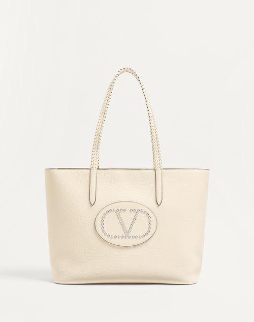Valentino Garavani - Valentino Garavani Nellcôte Shopping Bag In Grainy Calfskin - Light Ivory - Woman - Valentino Garavani Nellcote