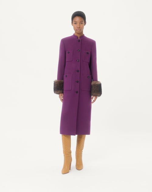 Valentino - Compact Drap Coat - Purple - Woman - Coats And Outerwear
