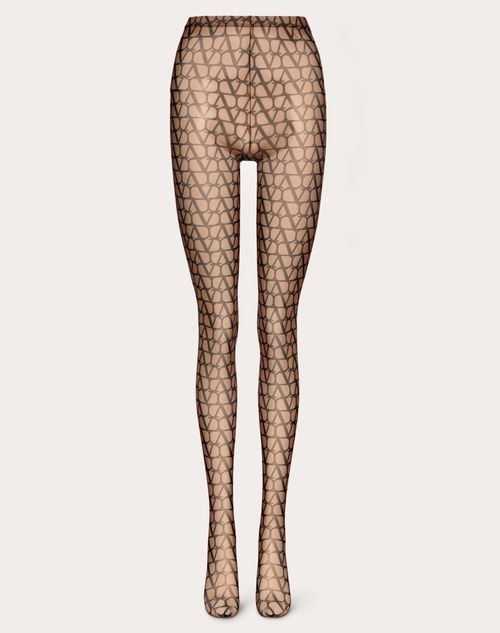 Valentino - Toile Iconographe Tulle Tights - Light Camel/black - Woman - Socks