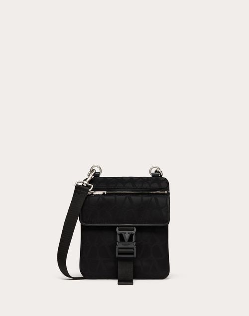 Valentino Garavani - Toile Iconographe Shoulder Bag In Technical Fabric With Leather Details - Black - Man - Shoulder Bags