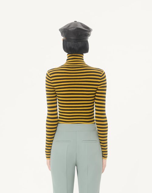 Valentino - Striped Wool Sweater - Black/yellow - Woman - Knitwear