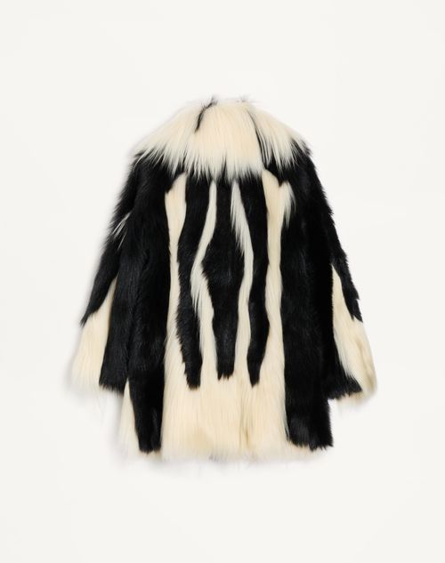 Valentino - Cappotto In Shearling - Nero/avorio - Donna - Nuovi Arrivi