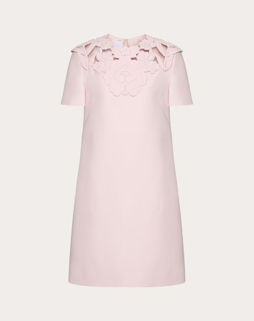 Valentino - Embroidered Crepe Couture Short Dress - Grey Rose - Woman - Dresses