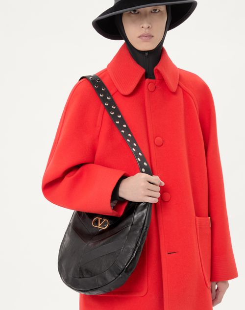 Valentino Garavani - Valentino Garavani Hoboho Nappa Leather Hobo Bag With Chevron Pattern - Black - Woman - Shoulder Bags