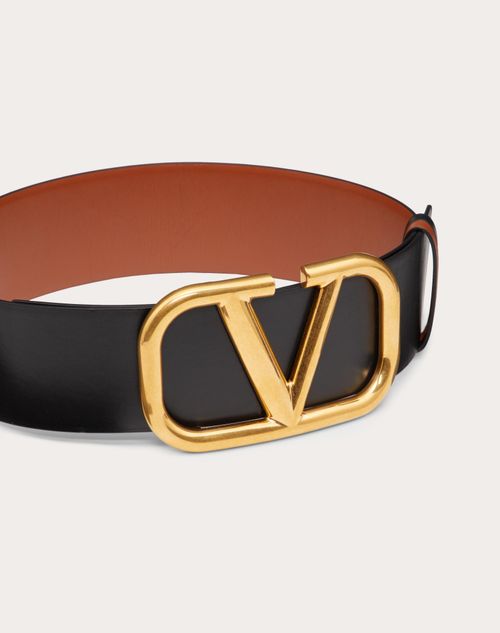 Reversible Vlogo Belt - Valentino Garavani - Black - Leather