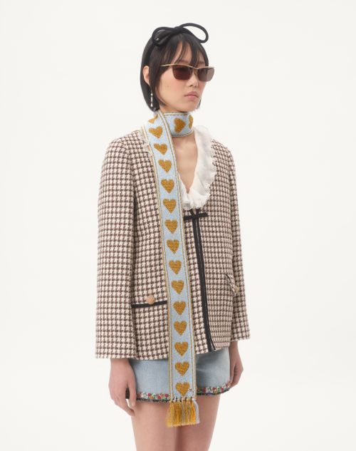 Valentino Garavani - Bufanda Antibes Con Fibra Metalizada - Celeste/oro - Mujer - Accesorios Suaves