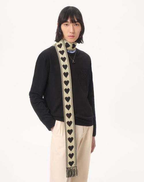 Valentino Garavani - Antibes Cotton Scarf With Fringe - Butter/black - Man - Accessories