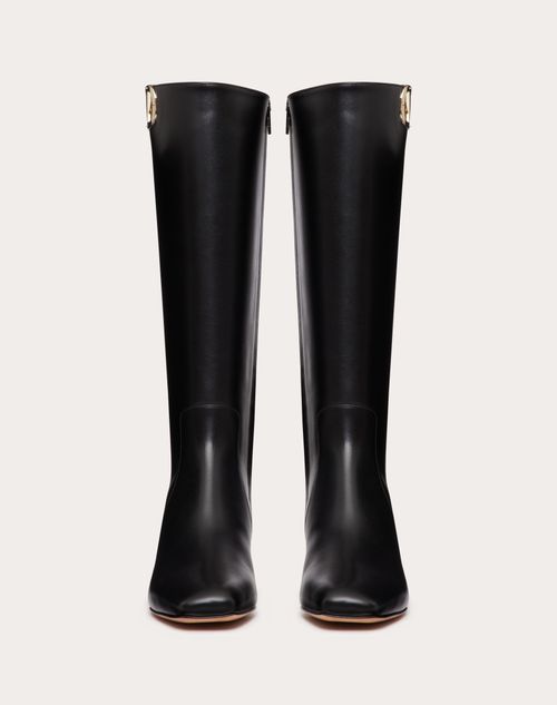 Valentino Garavani - Vlogo Type Calfskin Boot 30mm - Black - Woman - Boots