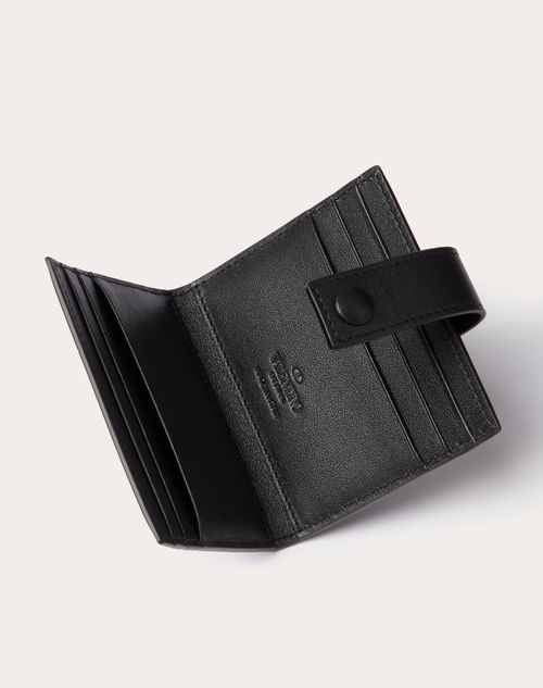 VALENTINO GARAVANI: credit card holder in saffiano leather - Black