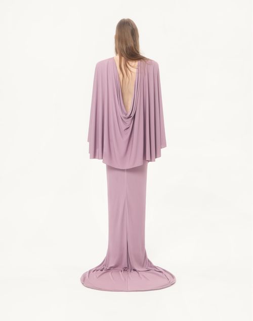 Valentino - Langes Kleid Aus Besticktem Jersey-crêpe - Lila - Frau - Abendkleider