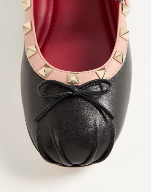 Valentino Garavani - Mary-jane Rockstud Ballerina In Nappa 05mm - Black - Woman - Ballerinas