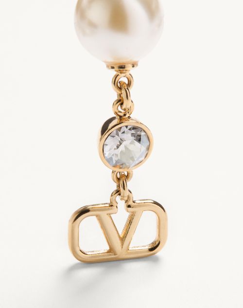 Valentino Garavani - Vlogo Signature Earrings In Metal, Pearl And Swarovski® Crystals - Gold - Woman - Jewellery