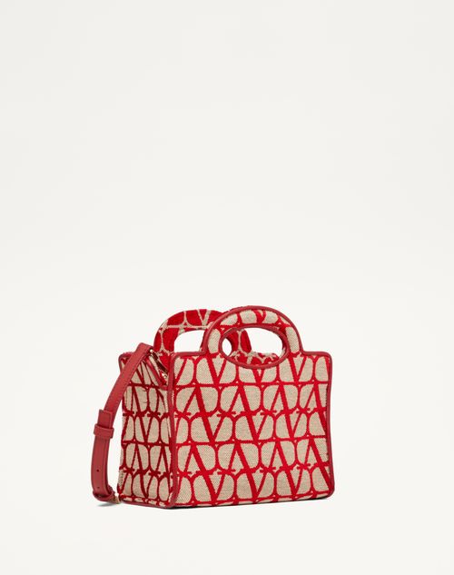 Valentino Garavani - Le Troisième Mini Shopping Bag In Toile Iconographe - Beige/red - Woman - Woman