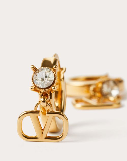Valentino Garavani - ミニ Vロゴ シグネチャー X スワロフスキー®クリスタル メタル ピアス - ゴールド - ウィメンズ - ジュエリー