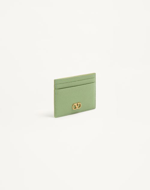 Valentino Garavani - Vlogo Signature Grainy Calfskin Card Holder - Mint - Woman - Wallets And Small Leather Goods