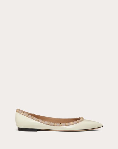 Patent Rockstud Ballet Flat for Woman in Poudre | Valentino US