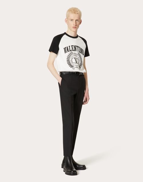Valentino - Maison Valentino 자수 코튼 티셔츠 - 화이트/블랙 - 남성 - 티셔츠 & 스웻셔츠