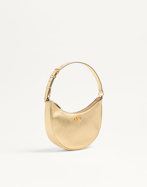 Valentino Garavani - Vlogo Signature Mini Hobo Bag In Laminated Grainy Calfskin - Antique Brass - Woman - Shoulder Bags