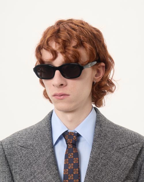 Valentino - Rectangular Acetate Eyewear - Black/gray - Unisex - Eyewear